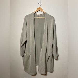 DONNI. OSFA ribbed striped open cardigan sweater pockets long sleeve